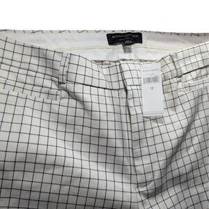 New Banana Republic Sloan Pants Curvy Fit Straight Leg Cream Navy Womens Twelve